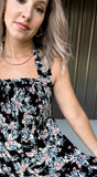 Black Floral Midi Dress