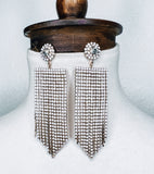 White & Gold Tassel Earrings