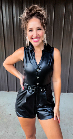 Black Leather Romper