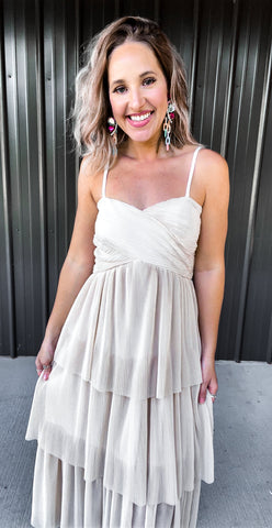 Cream Flowy Midi Dress The Broken Levee Boutique Cream Flowy Midi Dress The Broken Levee Boutique