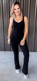 Black Full Length Flare Bodysuit