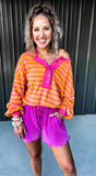 Pink & Orange Striped Top