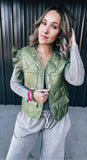 Olive Ruffle Quilted Vest