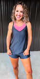 (Final Sale) Charcoal Active Romper Dress