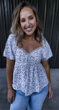 Lavender Floral & Lace Top