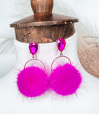 Hot Pink Pom Earrings