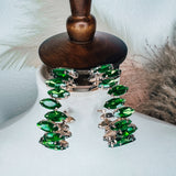 Green Rhinestone Chunky Hoop Earrings