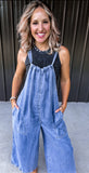 Denim Tie Flowy Jumpsuit