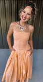 Apricot Orange Midi Dress