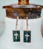 Gold & Black Cross Earrings