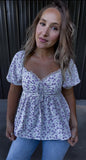Lavender Floral & Lace Top
