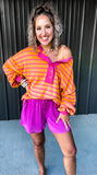 Pink & Orange Striped Top