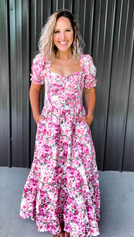 Pink Floral Maxi Dress