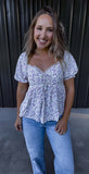 Lavender Floral & Lace Top