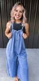Denim Tie Flowy Jumpsuit