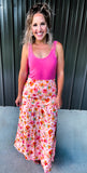 Pink Floral Maxi Skirt