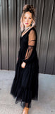 Black Sheer Midi Dress