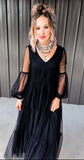 Black Sheer Midi Dress