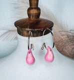 Irridescent Pink Teardrop Hoop Earrings