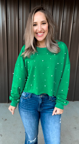 Kelly Green Pearl Sweatshirt