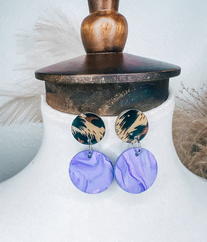 Purple Leopard Earrings