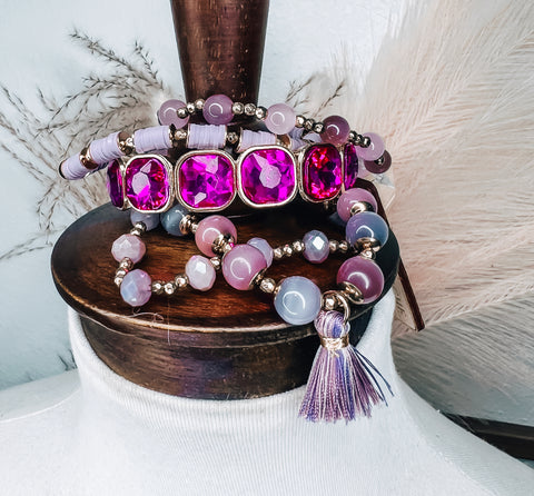 Fuchsia & Purple Bracelet Stack
