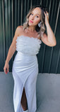 White Tulle Slit Dress