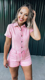 Pink Denim Romper