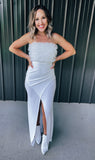 White Tulle Slit Dress