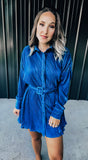 Blue Pleated Dress