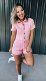 Pink Denim Romper