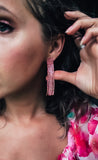 Pink Dangle Rhinestone  Earrings
