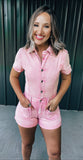 Pink Denim Romper