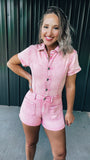 Pink Denim Romper