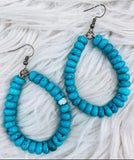 Turquoise Rock Hoop Earrings