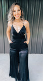 Black Satin Jumpsuit