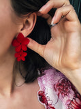 Red Flower Blossom Earrings