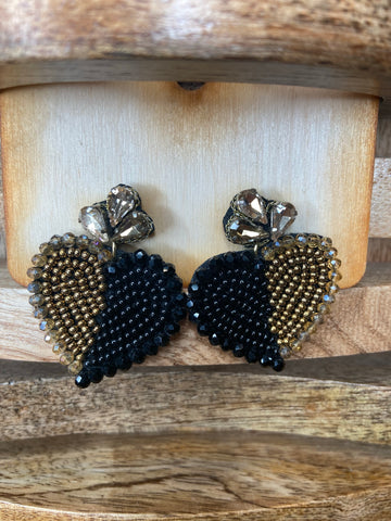 Black Golden Heart Earrings