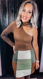 Olive Colorblock Skirt