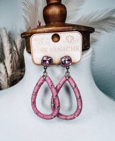 Pinky Mauve Rhinestone Earrings