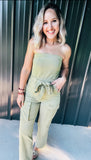 Military Strapless Jumpsuit