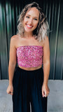 Mauve Sequin Velvet Crop