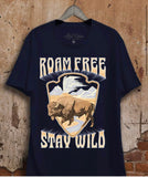Navy Roam Free Stay Wild Tee