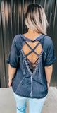 Charcoal Stud Strappy Tee