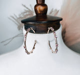 Pink Rhinestone Gold Hoop Earrings