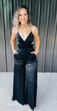 Black Satin Jumpsuit