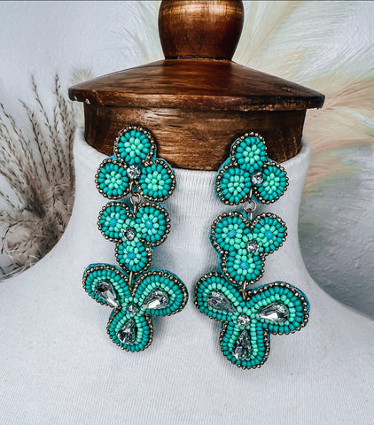 Vintage Turquoise Beaded Earrings