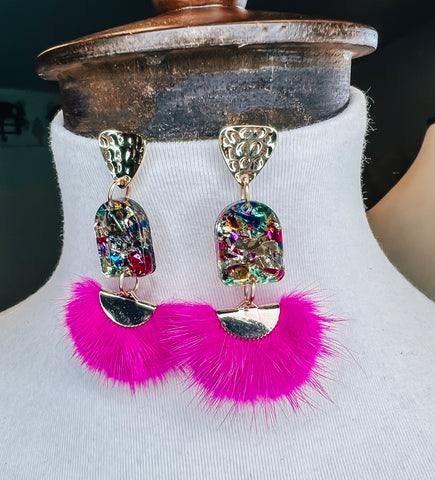 Hot Pink Confetti Earrings