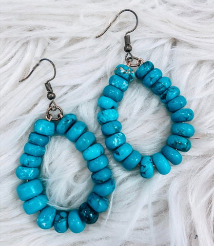 Turquoise Rock Hoop Earrings