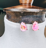 Pink Teardrop Stud Earrings